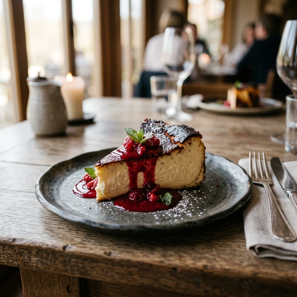 Tarta de queso al pistacho (Vasca)