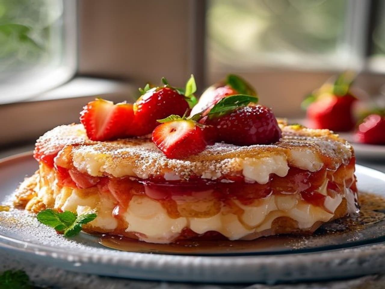 Tarta de fresas con nata